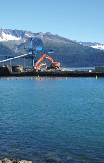 Buoys and lanterns mark construction in Alaska