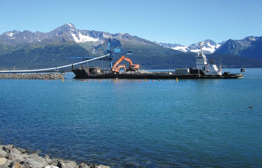 Buoys and lanterns mark construction in Alaska
